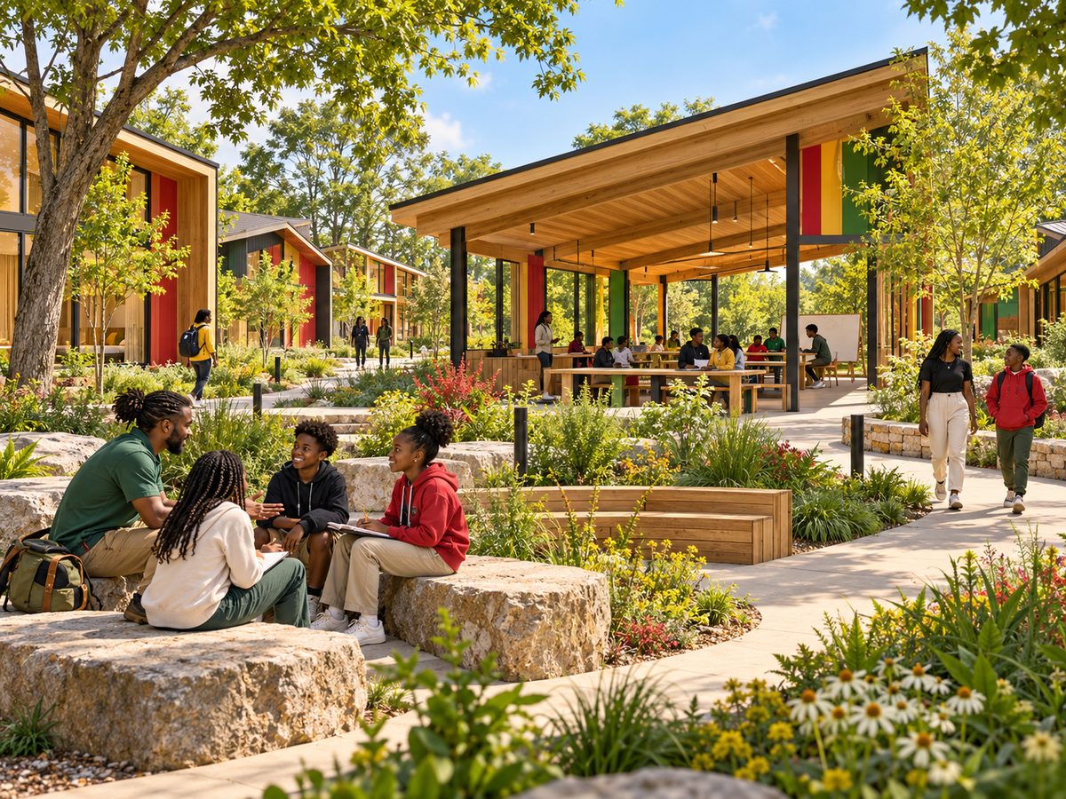 Illustrative concept for Youth Camp; not a completed facility